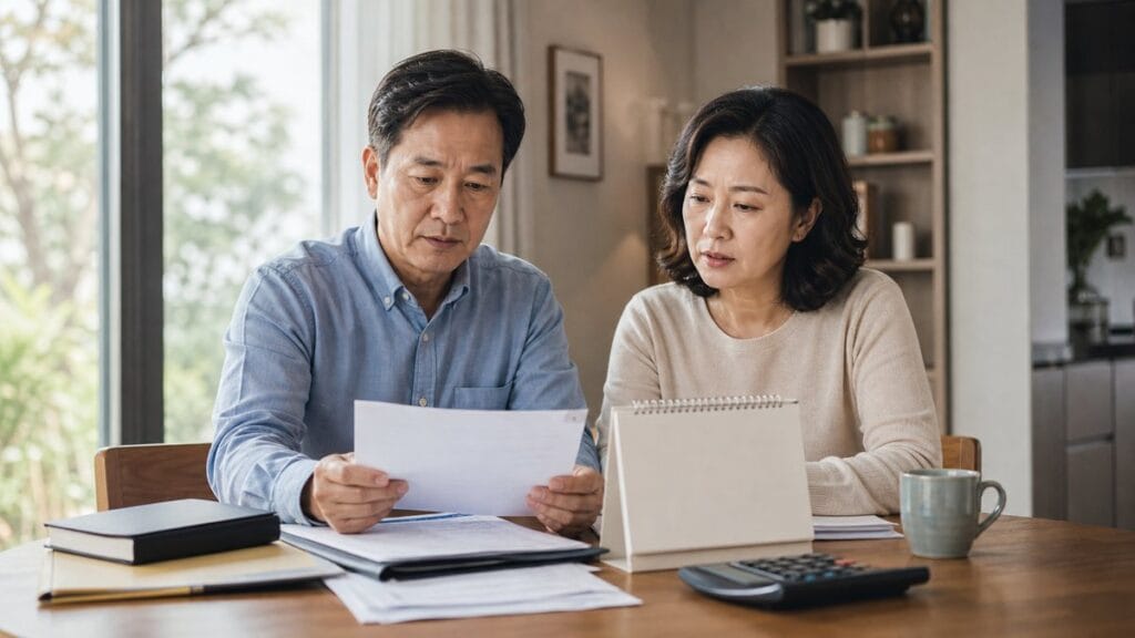 상속세 신고 기한 놓쳤을 때 가산세 관련 서류를 확인하는 가족